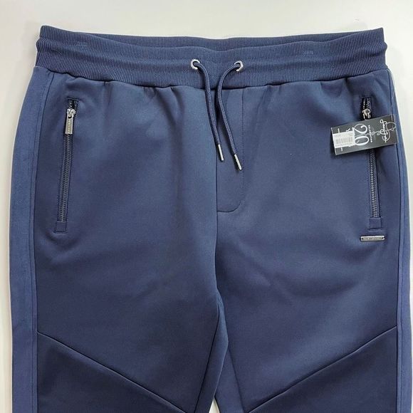 Sean John Jogger Track Pant Faux Suede Panel Night Sky Navy Blue L NWT - Picture 3 of 7